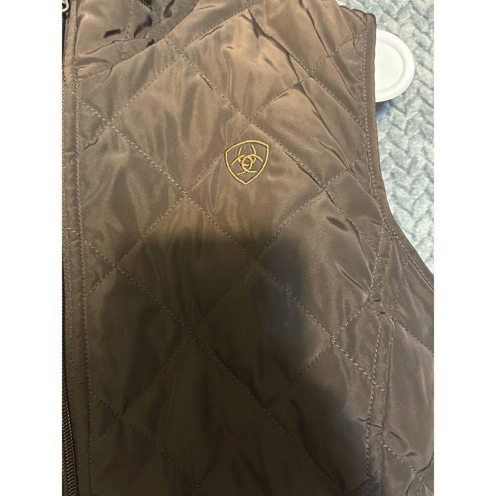 Ariat Dilon 2.0 Reversible Insulated Vest Womens M Brown Quilted Fleece Lined - Picture 3 of 5